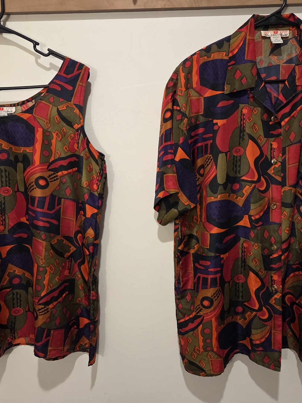 Vintage Stunt Collections 1980-90's 100% Silk Abstract Print 2-Piece Set Size M